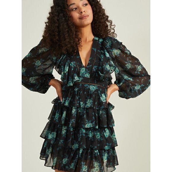 Altar'd State Maisley Ruffle Floral Mini Dress Size XS NWT